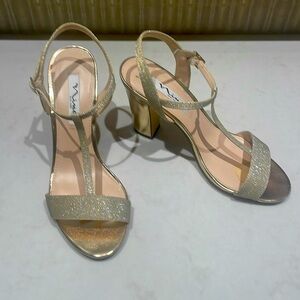 Nina Scout Platino Luna Shine (gold) High Heel T-Strap Dress Sandal 9M